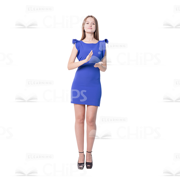 Cautiously Cheering Young Girl Cutout Image-0