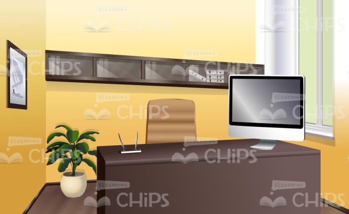 Bright Office Room Vector Background-0