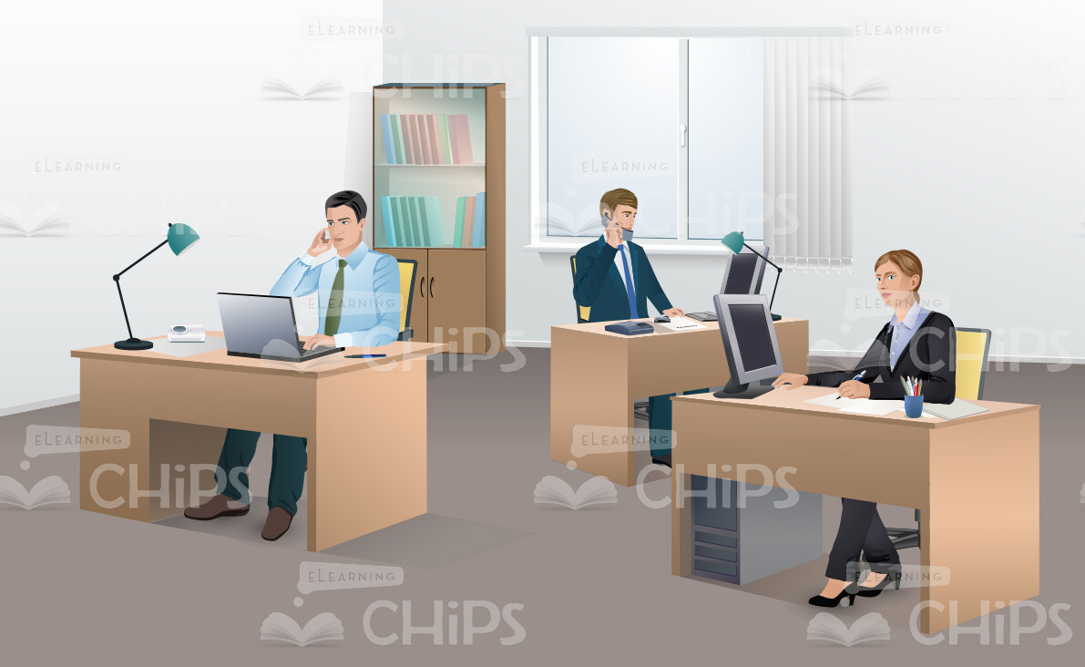Smartly Organized Office Vector Background-0