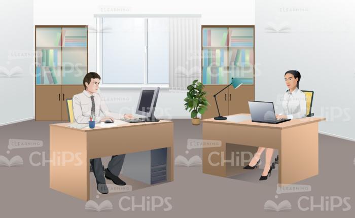 Stylish Office Interior Vector Background-0