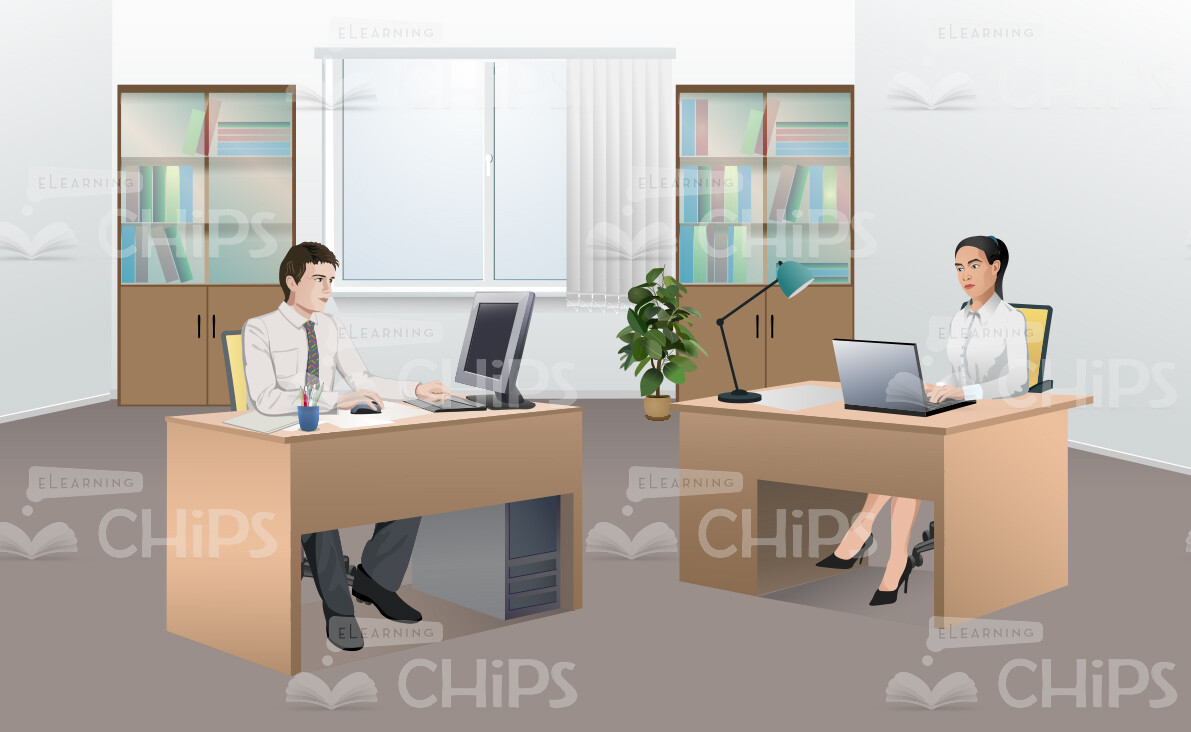 Stylish Office Interior Vector Background-0