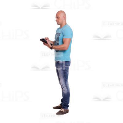 Half-Turned Man Using Tablet Cutout Photo-0