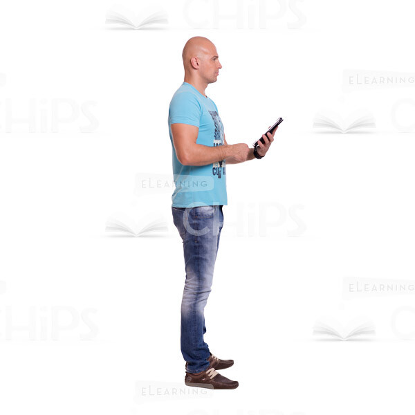 Profile View Of Cutout Man Character With Tablet-0