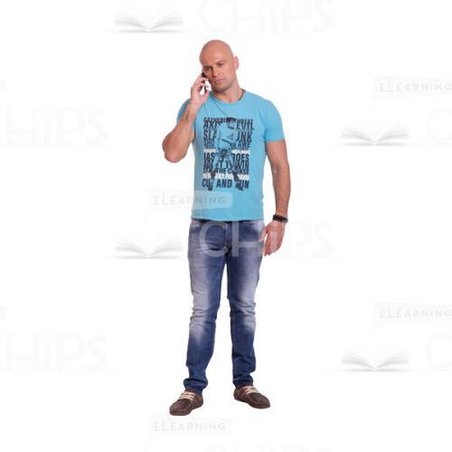 Deeply Concentrated Man Talking The Phone Cutout Photo-0