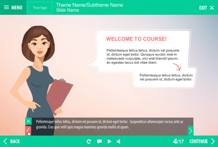 Attractive Lady With Closed Captions — Storyline eLearning Template