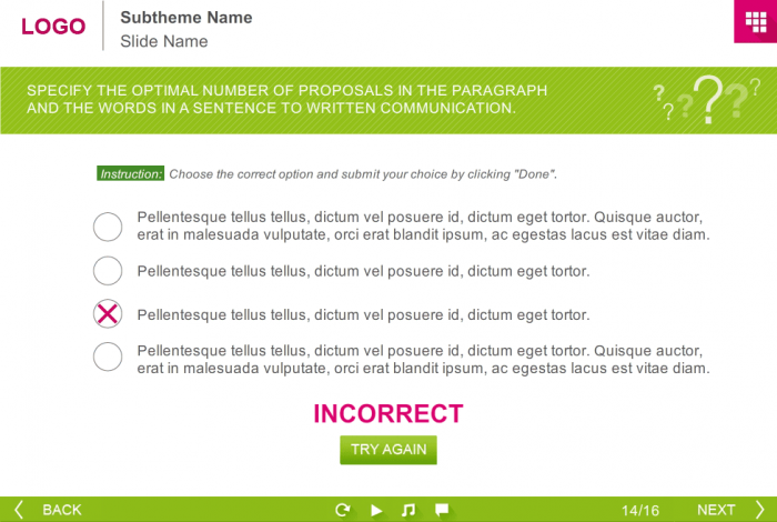 Single Choice Test With Incorrect Answer — Download eLearning Storyline Course