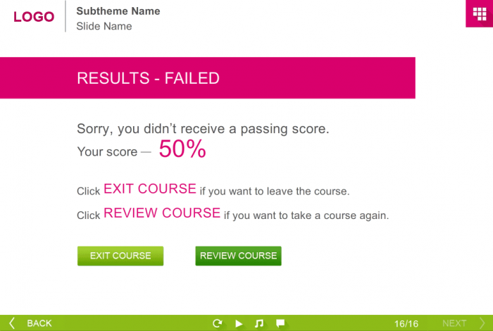 Course Results — Download Storyline eLearning Template