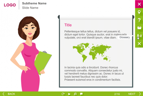 Female Business Character With Flipchart — Storyline eLearning Free Template