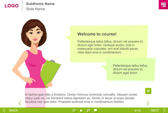 Attractive Lady With Callout and Closed Captions — Storyline eLearning Template Free Download
