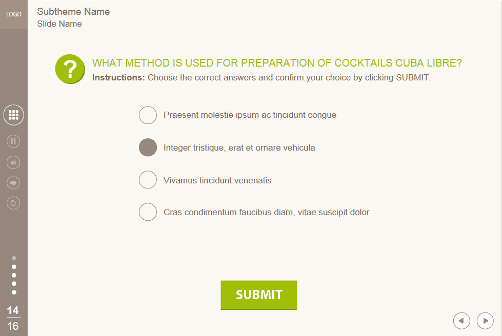 Single Choice Quiz — Lectora eLearning Template Single Choice Quiz — Lectora eLearning Template