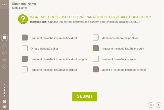 Quiz With Multiple Choice — Lectora eLearning Template