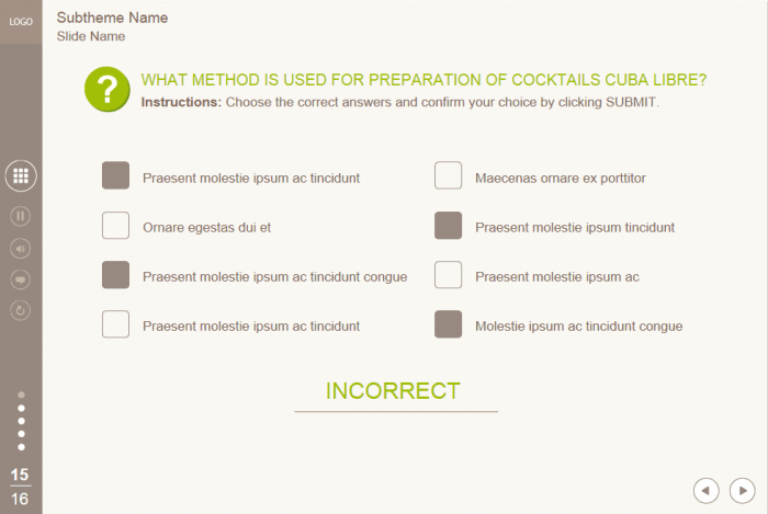 Multiple Choice Test — Lectora eLearning Template