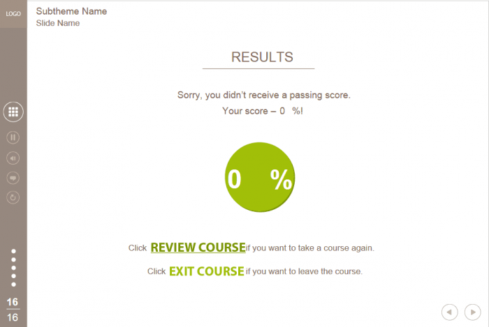 Course Results — Lectora Template for eLearning