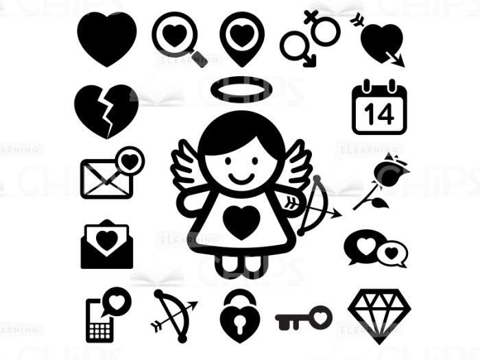 Black And White Romantic Icon Set-0