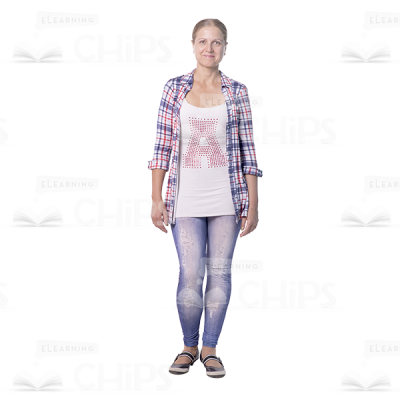 Smiling Cutout Woman Character Standing Quietly -0