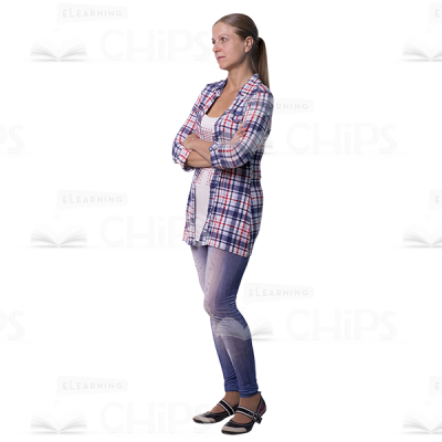 Mid Aged Cutout Character Holding Her Arms Crossed-0