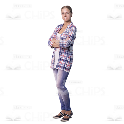 Attentive Cutout Woman Character With Crossed Arms -0