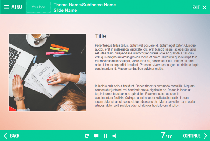 Text and Image Slide — eLearning Template Lectora Publisher