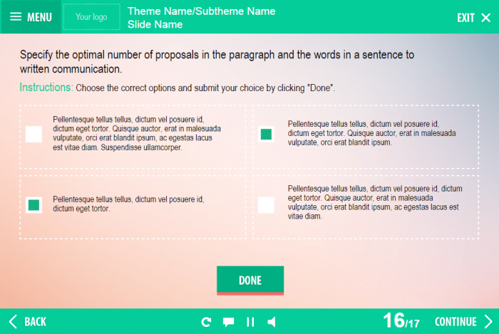 Multiple Choice Test — eLearning Template for Trivantis Lectora