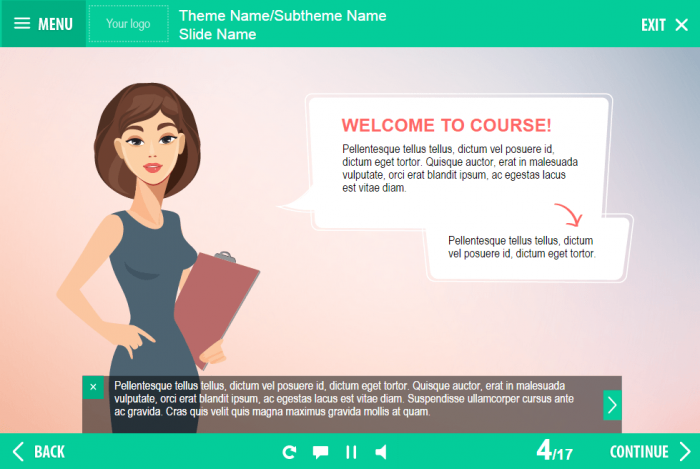 Attractive Lady With Closed Captions — Lectora e-Learning Template