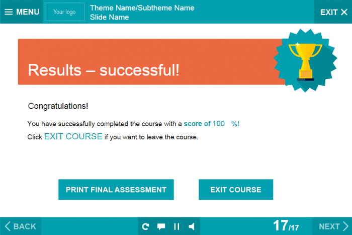 Course Results — Lectora eLearning Template
