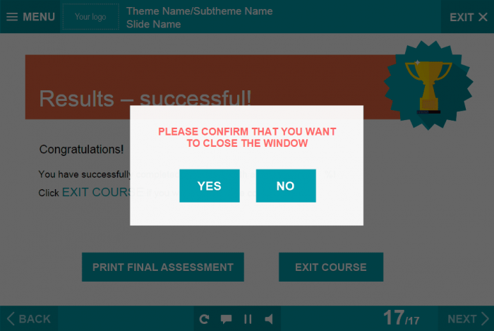 Exit Course Slide — eLearning Template for Lectora Publisher