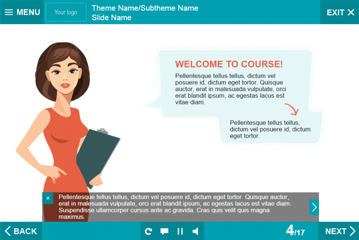 Vector Character, Callouts and Closed Captions — Lectora Publisher Course Player