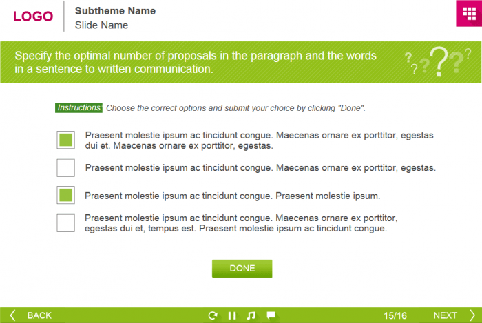 Question With Multiple Choice — Lectora eLearning Template for Free