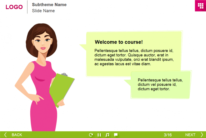 Attractive Lady With Callouts — Free Lectora eLearning Template