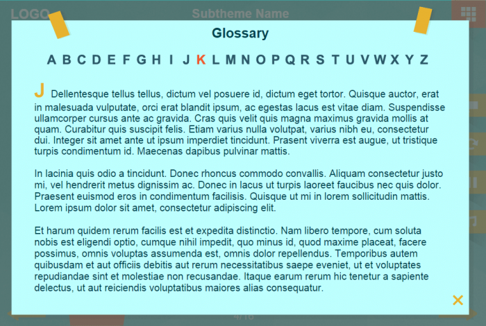 Glossary Window — Lectora Template