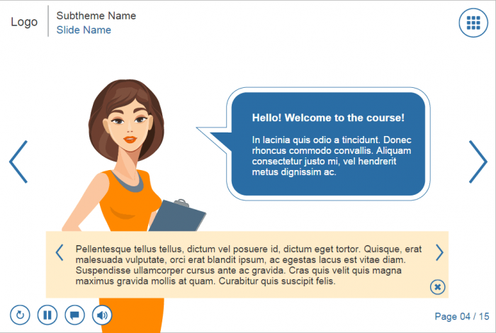 Attractive Character With Callout and Closed Captions — Lectora eLearning Template