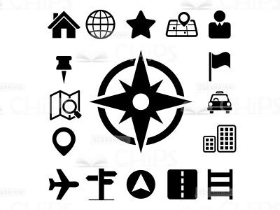 Black And White Objects Icon Set-0
