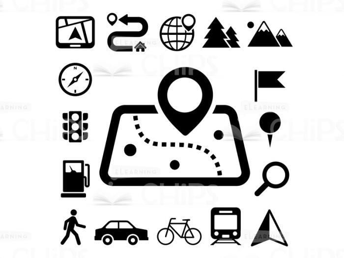 Black And White Travelling Icon Set-0