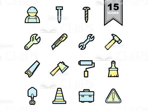 Worker Equipment Icons Set-0