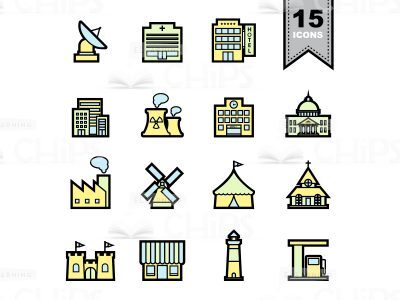 Various Buildings Icons Set-0