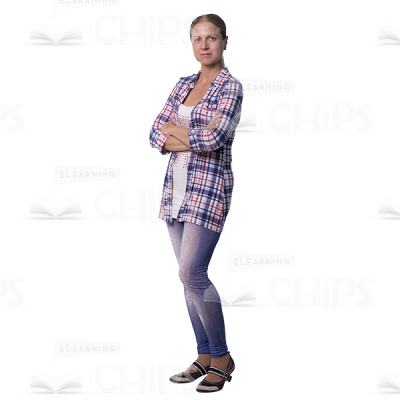 Cutout Woman Character Quietly Standing Sideways-0
