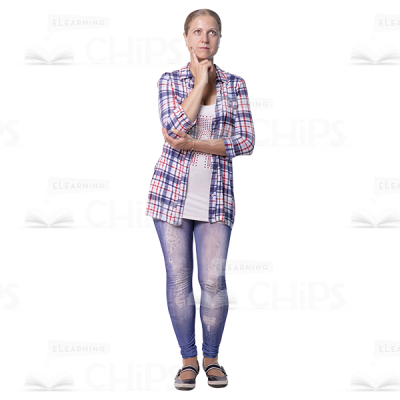 Thoughtfully Standing Cutout Woman Character -0