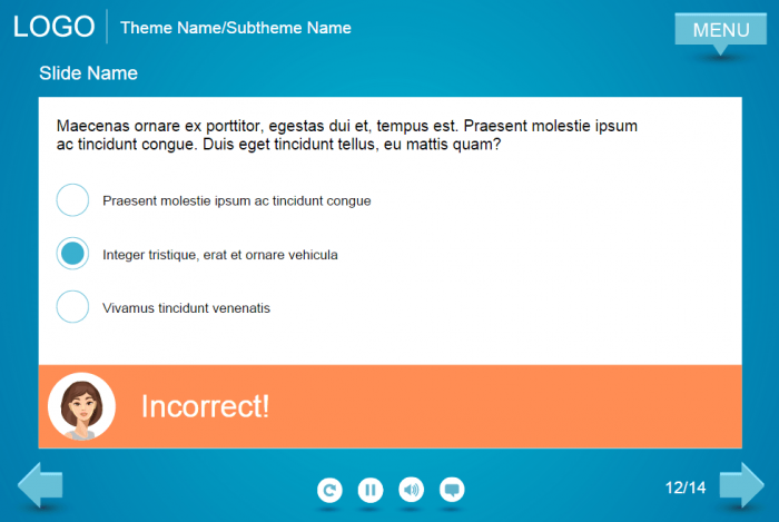 Single Choice Test With Incorrect Answer — eLearning Course Player
