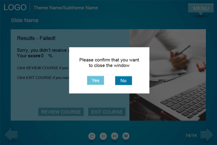 The Exit Course Slide — Lectora eLearning Template