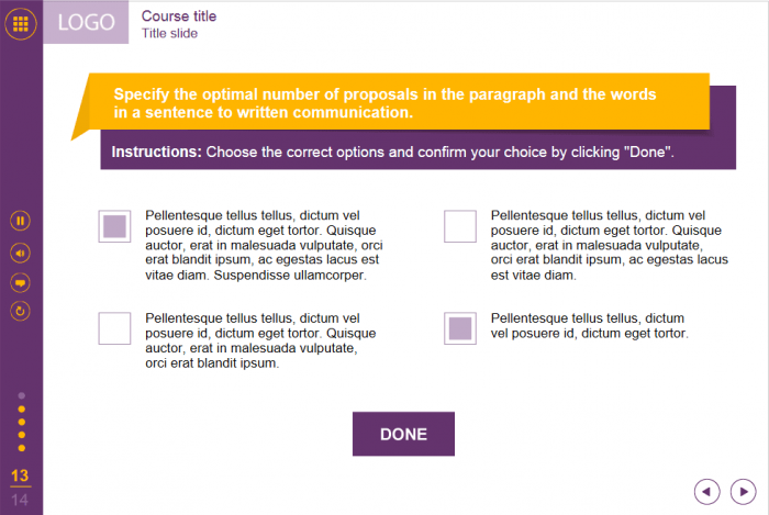 Question With Multiple Choice — Lectora eLearning Template
