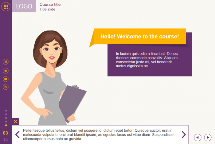 Vector Character With Closed Captions — eLearning Template for Lectora Publisher