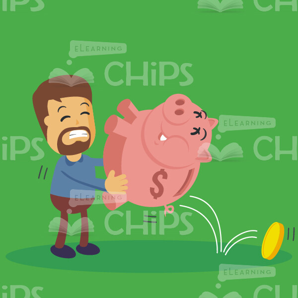 Businessman Character Empting Piggy Bank-0