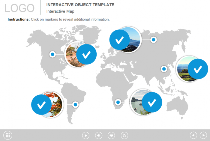 World Map Knowledge Check — Download Lectora Publisher Templates for eLearning Developers