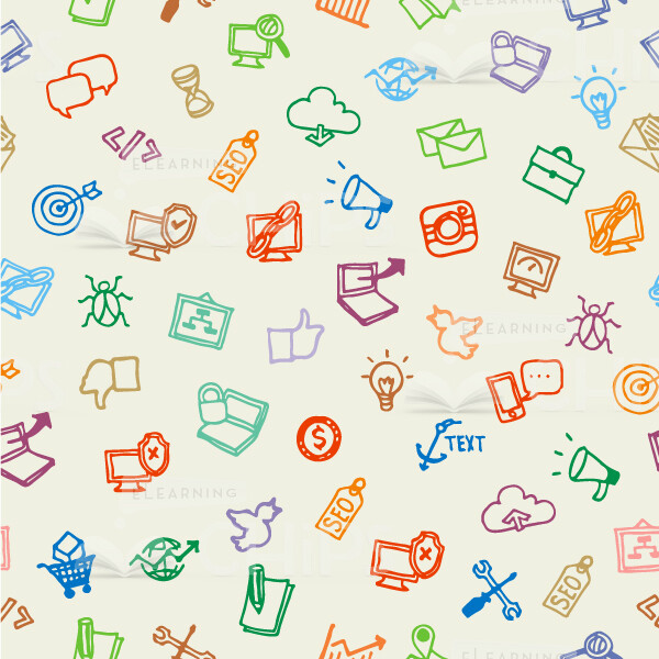 Seamless Pattern Of Colourful Icons-0