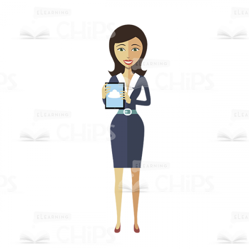 Strict Lady With a Tablet Vector Character -0