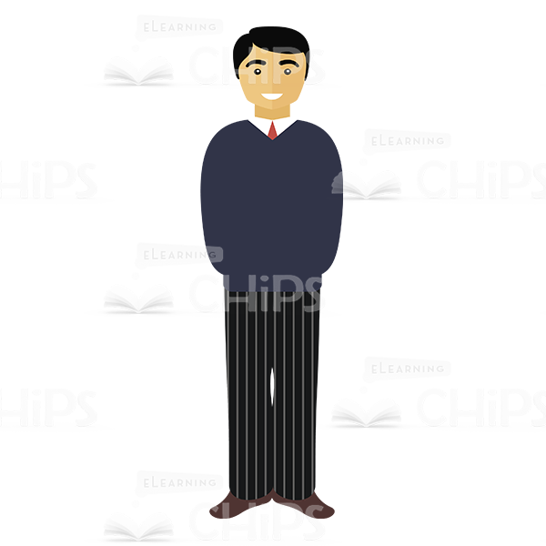 Dark-Haired Man Wears Stripped Trousers-0