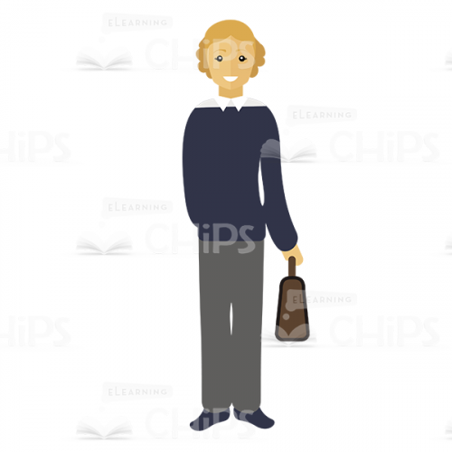 Light-haired vector woman with a suitcase-0
