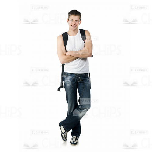 Smiling young man with backpack photo-0