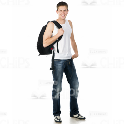 Half-turned man with a backpack photo-0