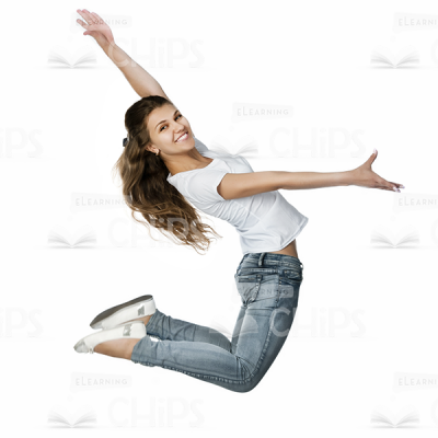 Wavy-haired girl jumping photo-0